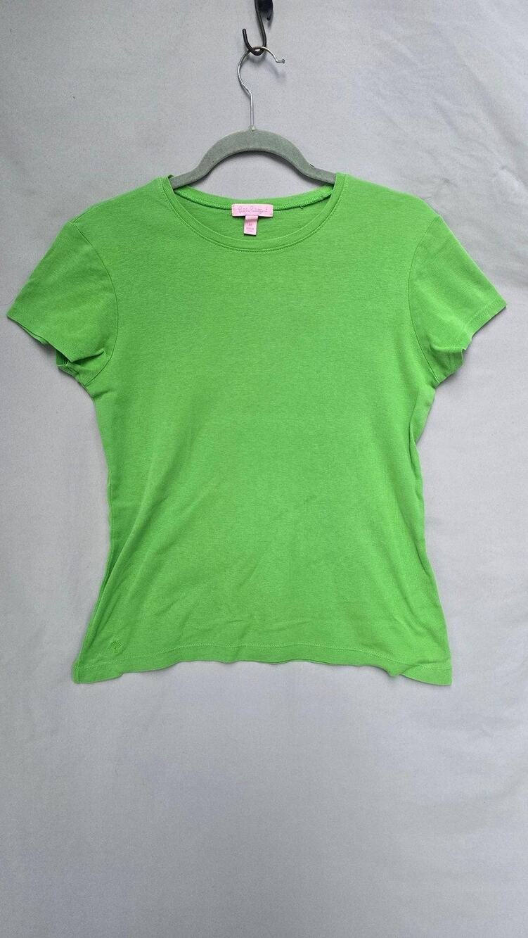 Lilly Pulitzer Shirt Womens Medium Green Crew Neck Cotton Capsule *stain
